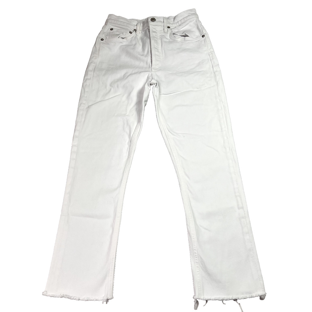 Agolde Riley Jeans Women Size 27 White Hi Rise Straight Crop A056-1085 Blurred